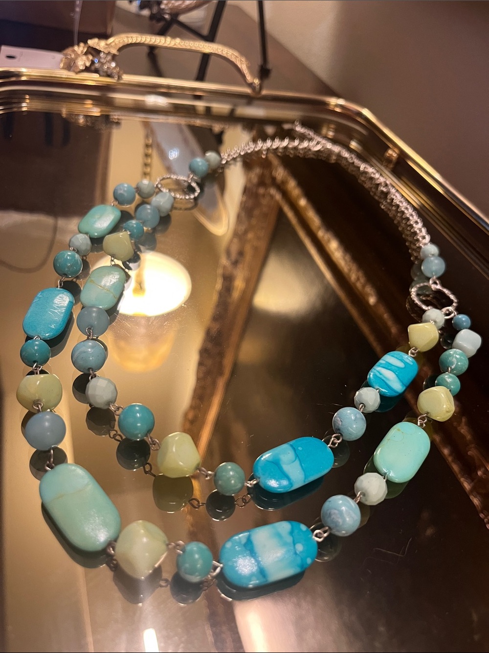 Long Silver and Turquoise Necklace - Picture 2 of 7